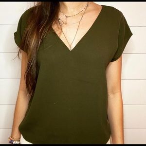 Olive green short sleeve blouse